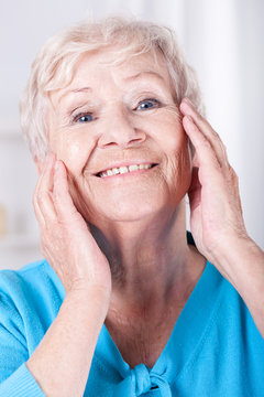 Elderly woman's skin care