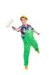 Funny painter isolated on white