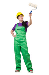 Woman painter isolated on the white background