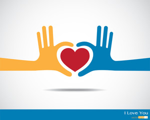 Hands in the form of heart