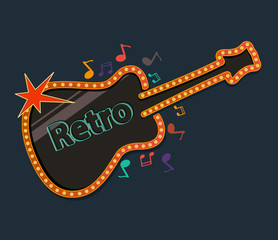 Fototapeta premium Retro guitar with music notes