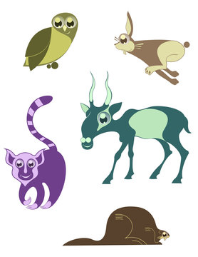 Cartoon funny animals set for design 7