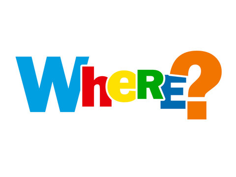 "WHERE?" Letter Collage (directions map gps tourist information)