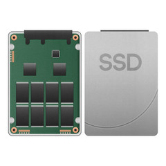 paper cut of ssd, solid state drive isolated is data storage wit