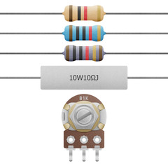 paper cut of resistor 4-6 band, cement resistor and variable res