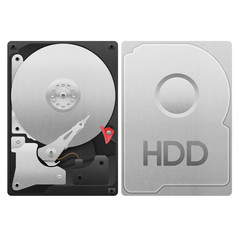 paper cut of hard drive disk, hdd isolated is storage with data