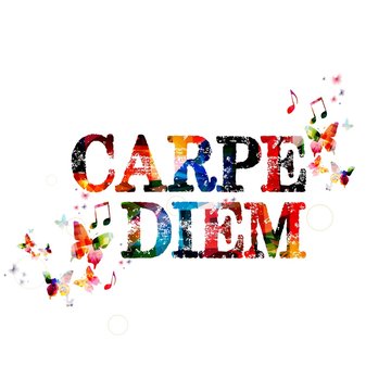 Colorful vector "CARPE DIEM" background with butterflies