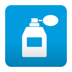 Etiqueta tipo app azul simbolo perfume