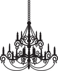 Fototapeta na wymiar Black silhouette of chandelier