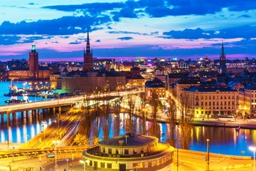 Foto op Canvas Night panorama of Stockholm, Sweden © Scanrail