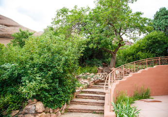 Stone Steps Curving by Green Trees