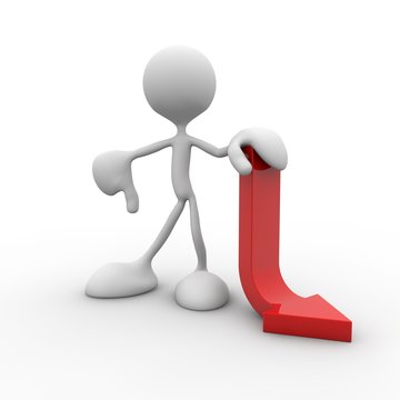 3d character holding a red arrow