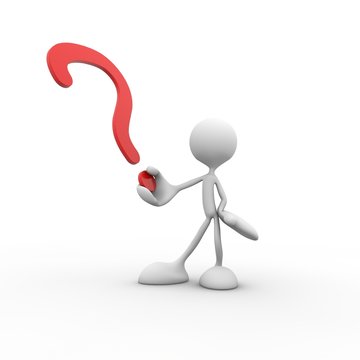 3d character holding a question mark