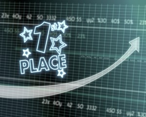1st place sign on stock market graph