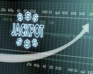 jackpot sign on stock market graph
