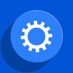 gear blue web flat icon