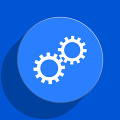 gear blue web flat icon