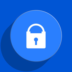 padlock blue web flat icon