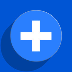 plus blue web flat icon