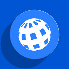 earth blue web flat icon