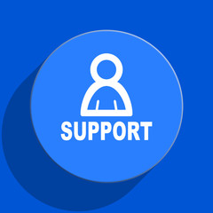 support blue web flat icon