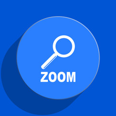 zoom blue web flat icon