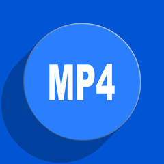 mp4 blue web flat icon