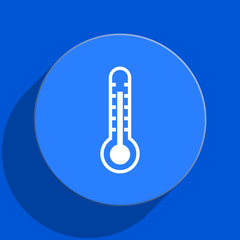 thermometer blue web flat icon