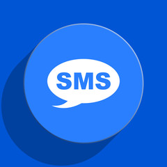 sms blue web flat icon
