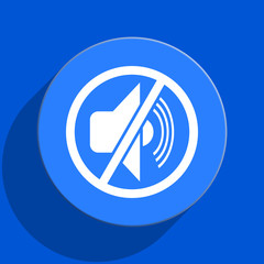 mute blue web flat icon