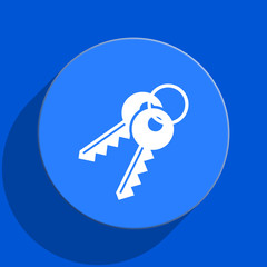 keys blue web flat icon