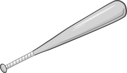 Baseball Bat In Gray Color. Illustration Isolated on white