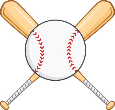 Crossed Baseball Bats And Ball. Illustration Isolated on white