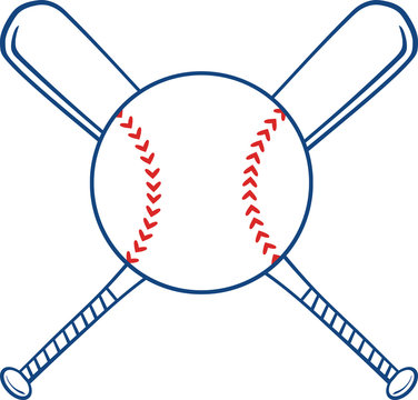 Two Crossed Baseball Bats And Ball