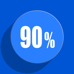 90 percent blue web flat icon