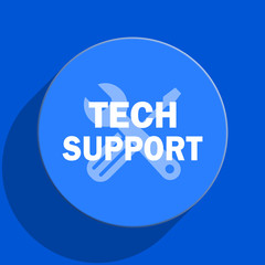 technical support blue web flat icon