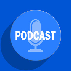 podcast blue web flat icon