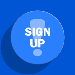 sign up blue web flat icon