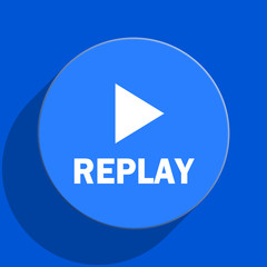 replay blue web flat icon