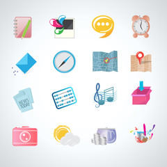 Flat Icons Set - Isolated On Gray Background