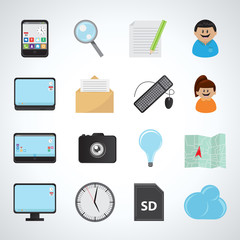 Flat Icons Set - Isolated On Gray Background