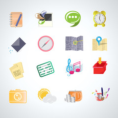 Flat Icons Set - Isolated On Gray Background