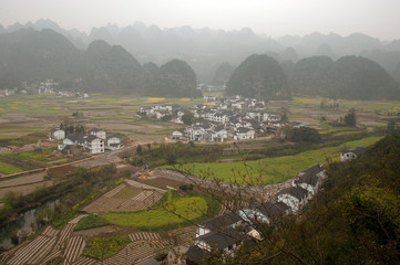 Village scenery in Wanfenglin,Guizhou in China.