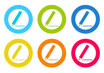 Colorful rounded icons with pencil symbol