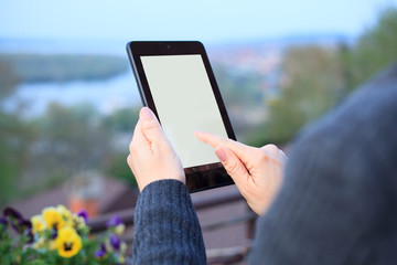person working on tablet