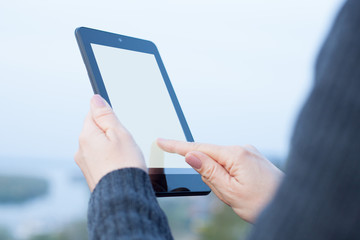 person working on tablet