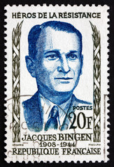 Postage stamp France 1958 Jacques Bingen, Hero
