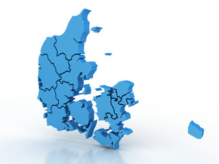 High detailed map Denmark 3D