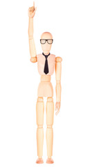 businessman raising his hand to give an answer