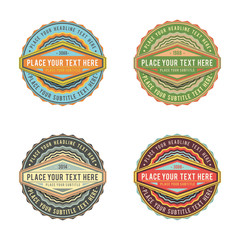 set of retro vintage style logo banner label in various colors